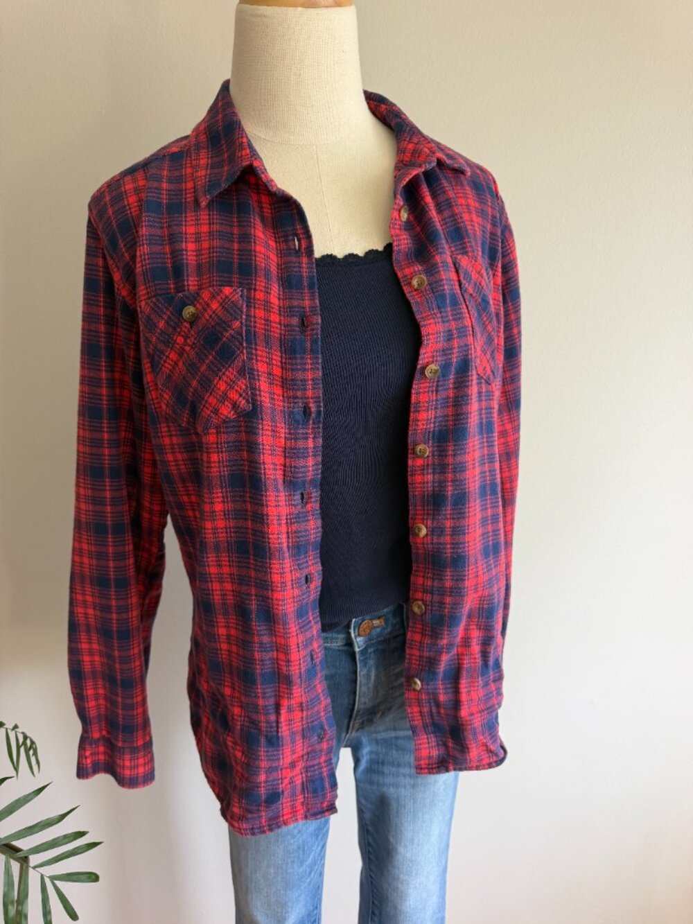 Eddie Bauer Guide Series Plaid Flannel Shirt Size Medium